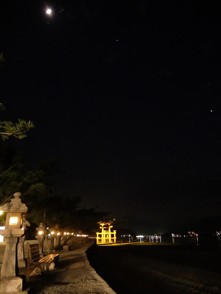 厳島神社の鳥居と灯籠